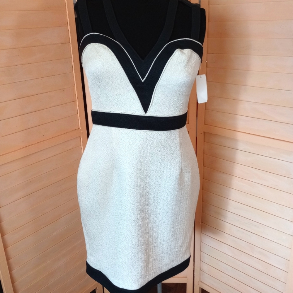Elene Cassis NWT Black & White Sleeveless Dress Sz 6